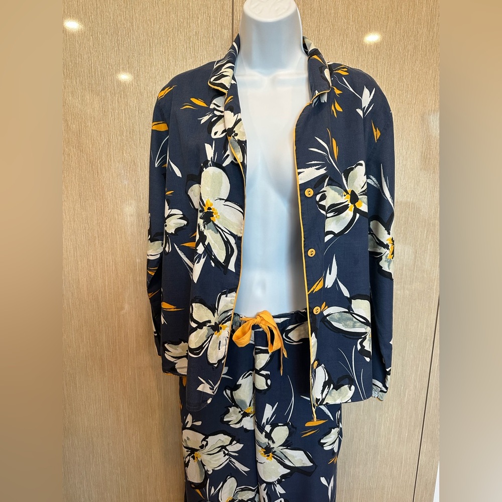 Cyberjammies Floral Pajama Set Navy Floral Size M - Picture 6 of 11